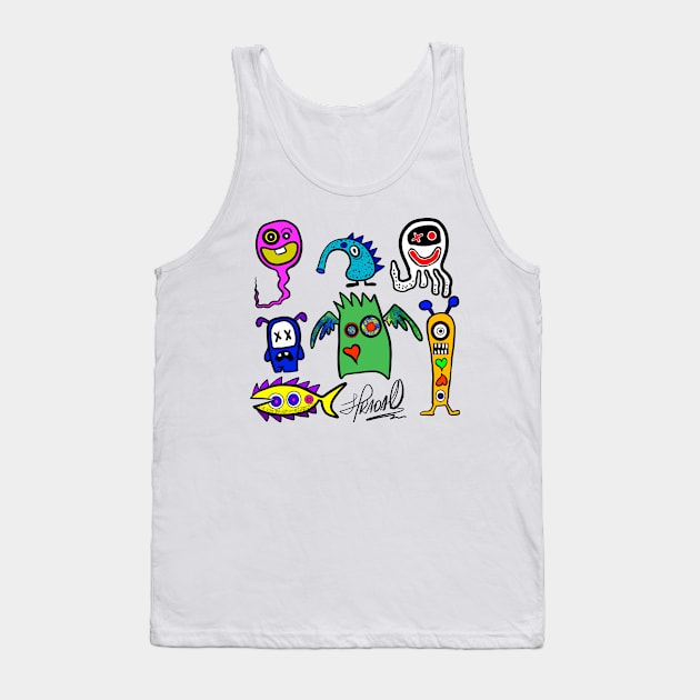 aliens doodles art Tank Top by Julian Prada Artestudio